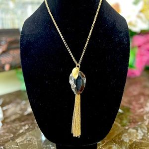 27.5 inch Necklace with Beautiful Stone and Gold Accent Leaf